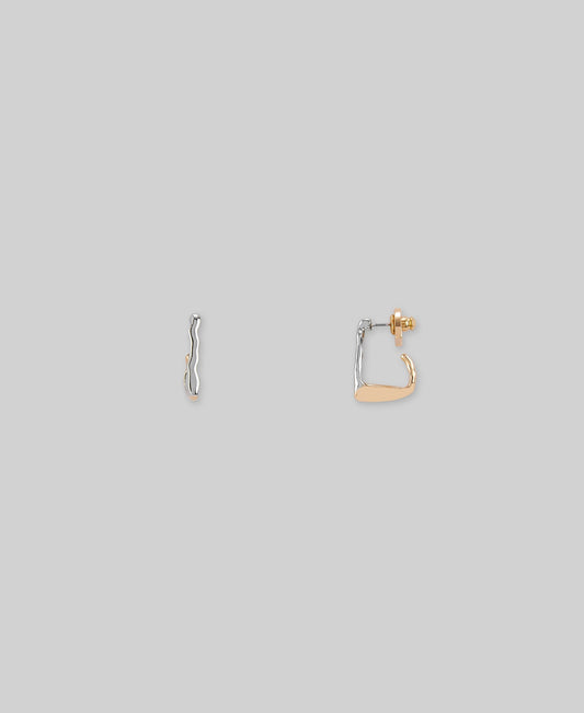 Irregular two-tones earrings in gold/silver