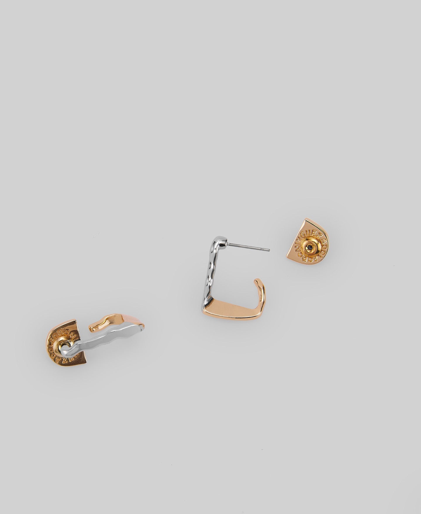 Irregular two-tones earrings in gold/silver