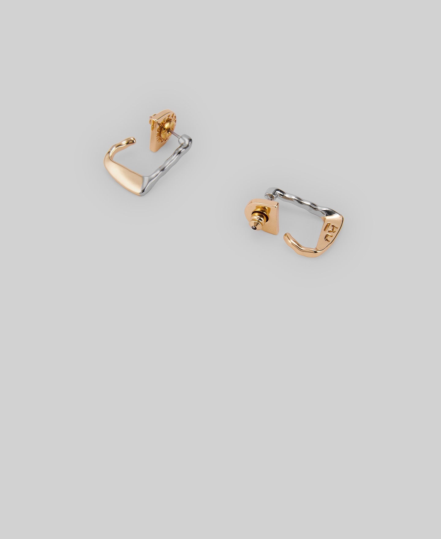 Irregular two-tones earrings in gold/silver