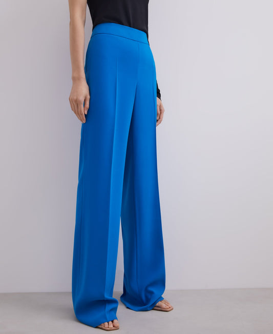 Blue Straight Fluid Trousers