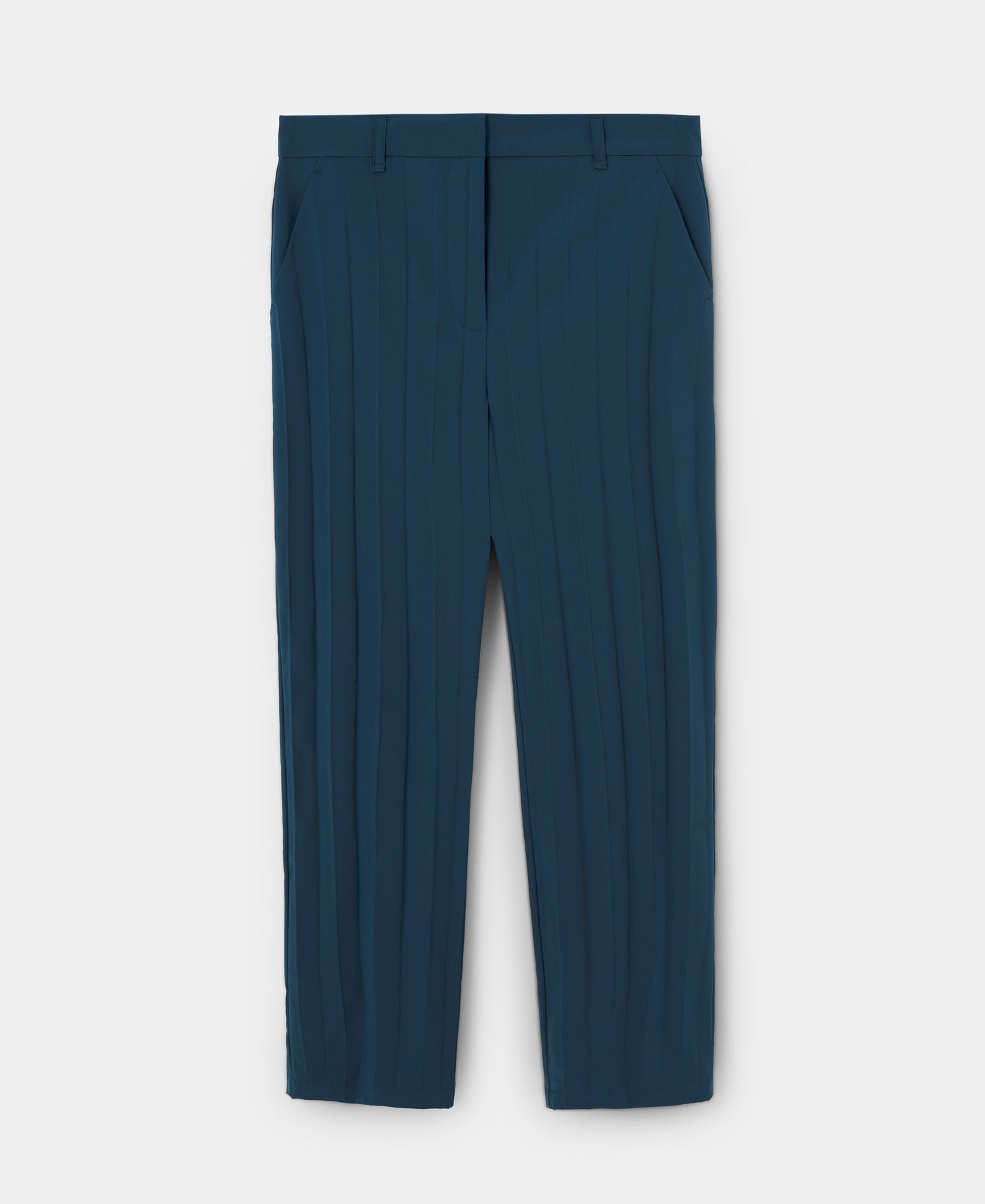 Blue Straight Cut Crinkle Trousers