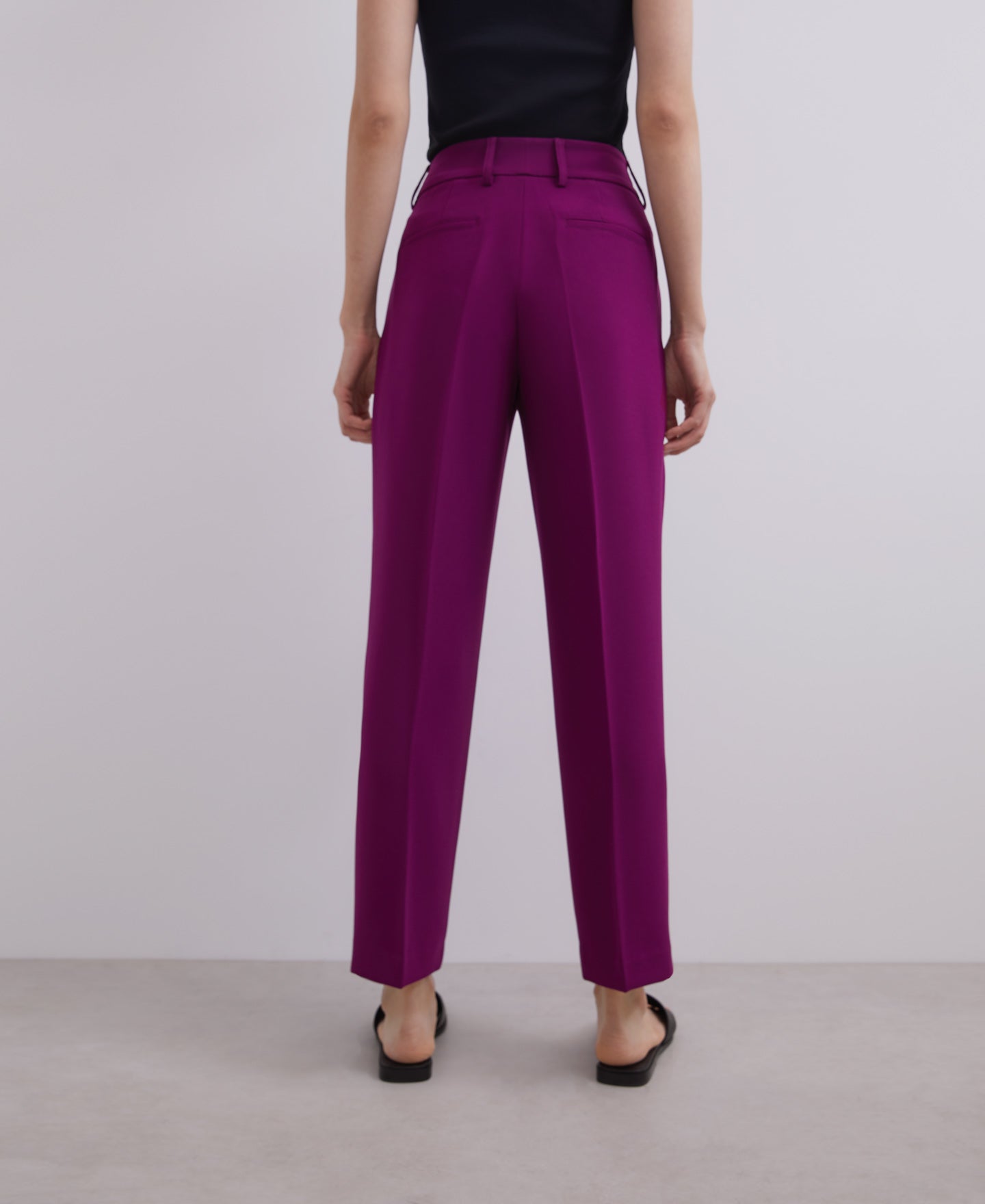 Red Bougainvillea Ankle-Length Straight Trousers