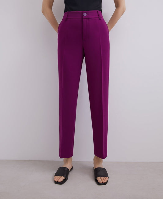 Red Bougainvillea Ankle-Length Straight Trousers