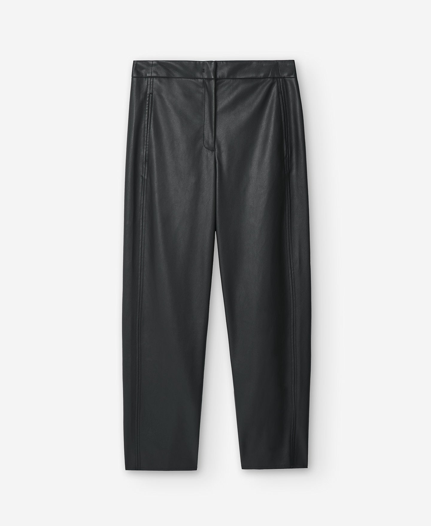 Leather Texture Straight Trousers Women