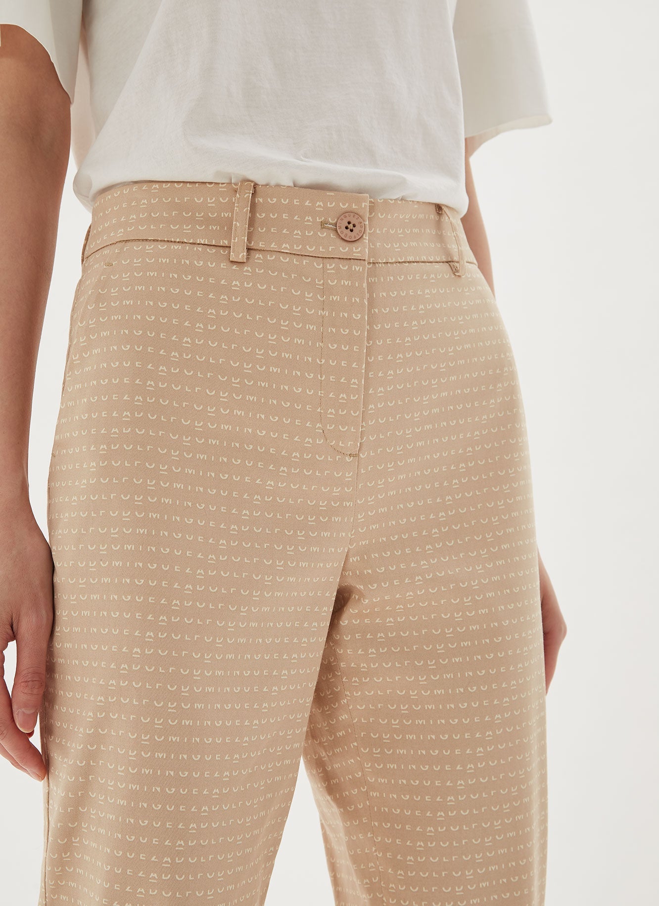 Camel Trousers With Jacquard Logo