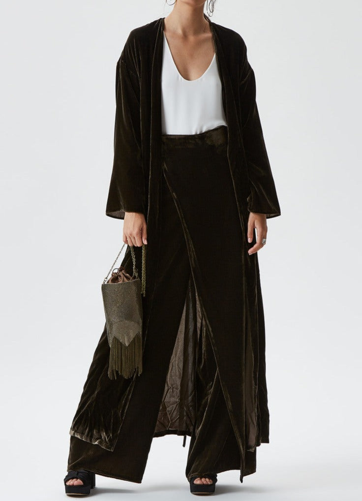 Brown Velveteen Fluid Trousers