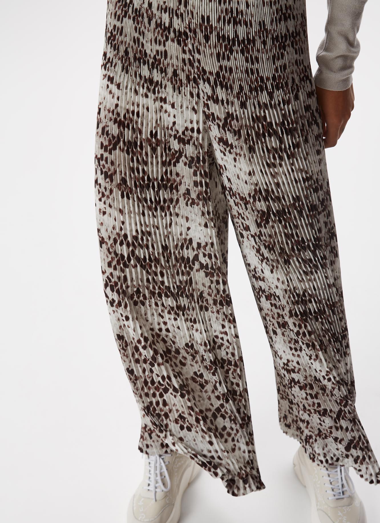 Brown/Ecru Crinkle Trousers With Signature Print