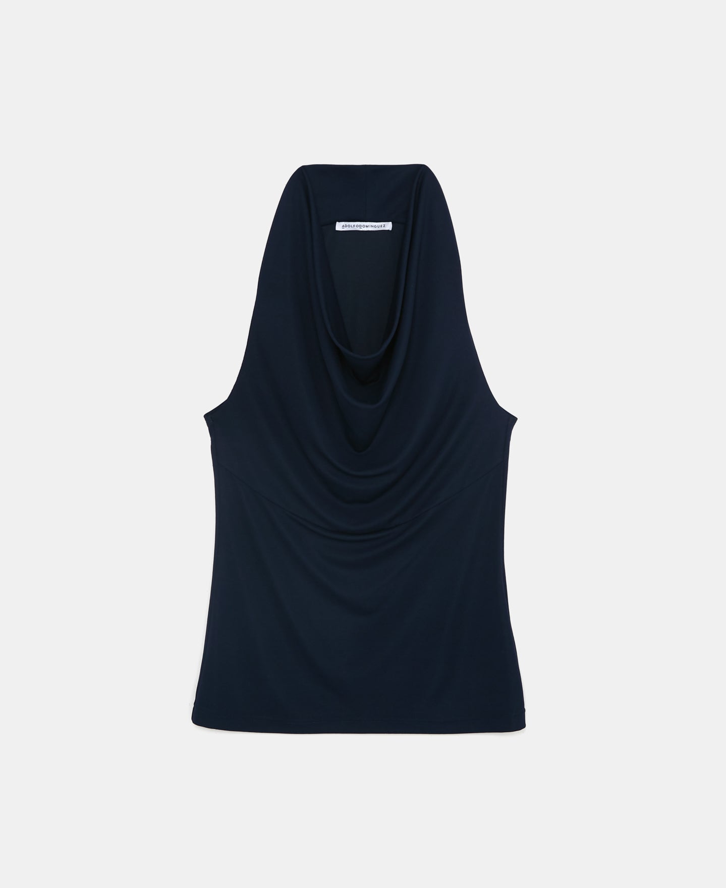 Navy Blue Draped Sleeveless T-Shirt