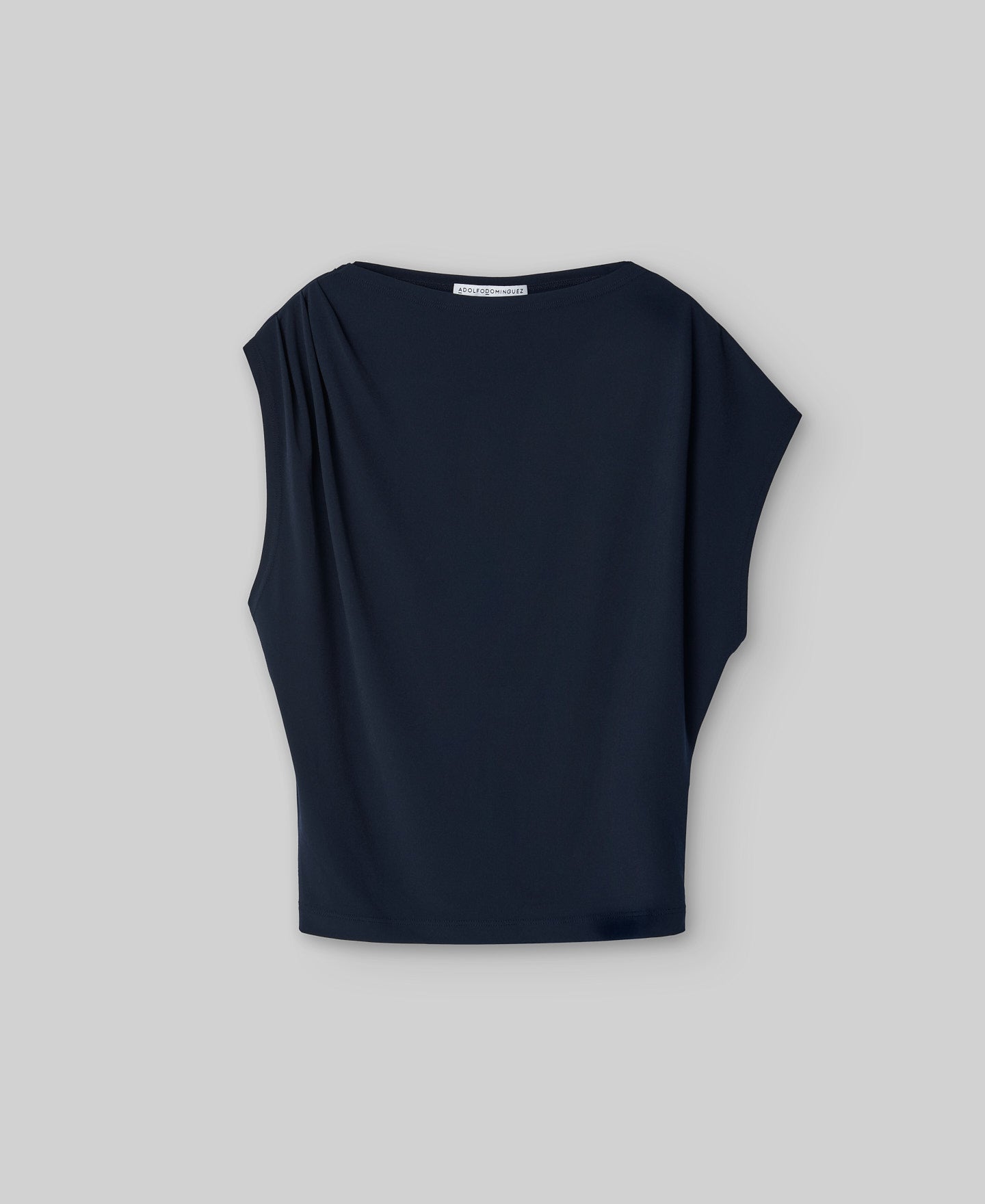 Draped shoulder T-shirt woman in blue