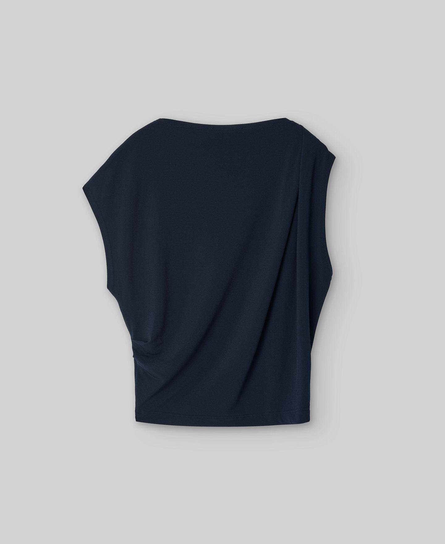 Draped shoulder T-shirt woman in blue