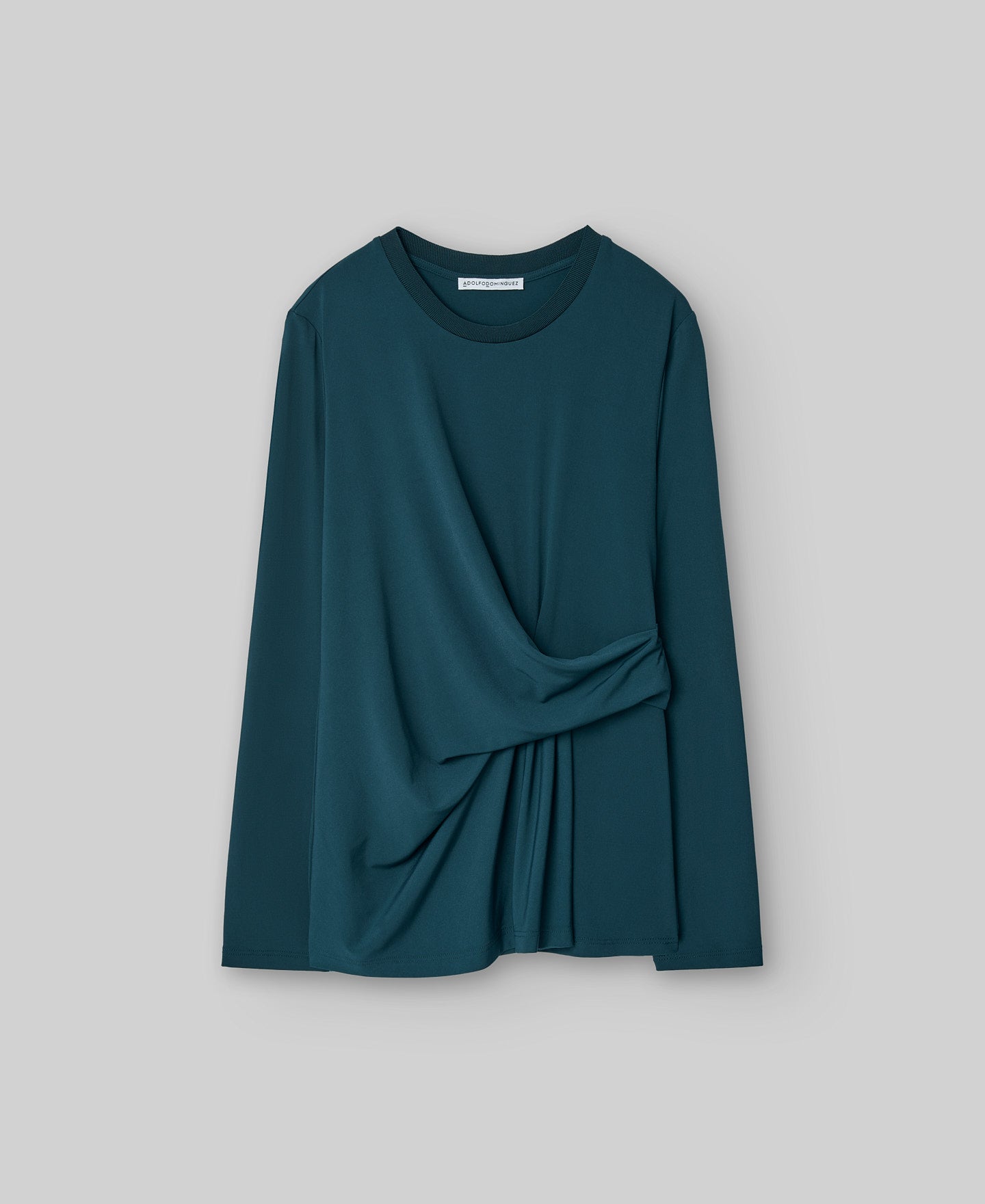 Draped gesture T-shirt woman in blue/green