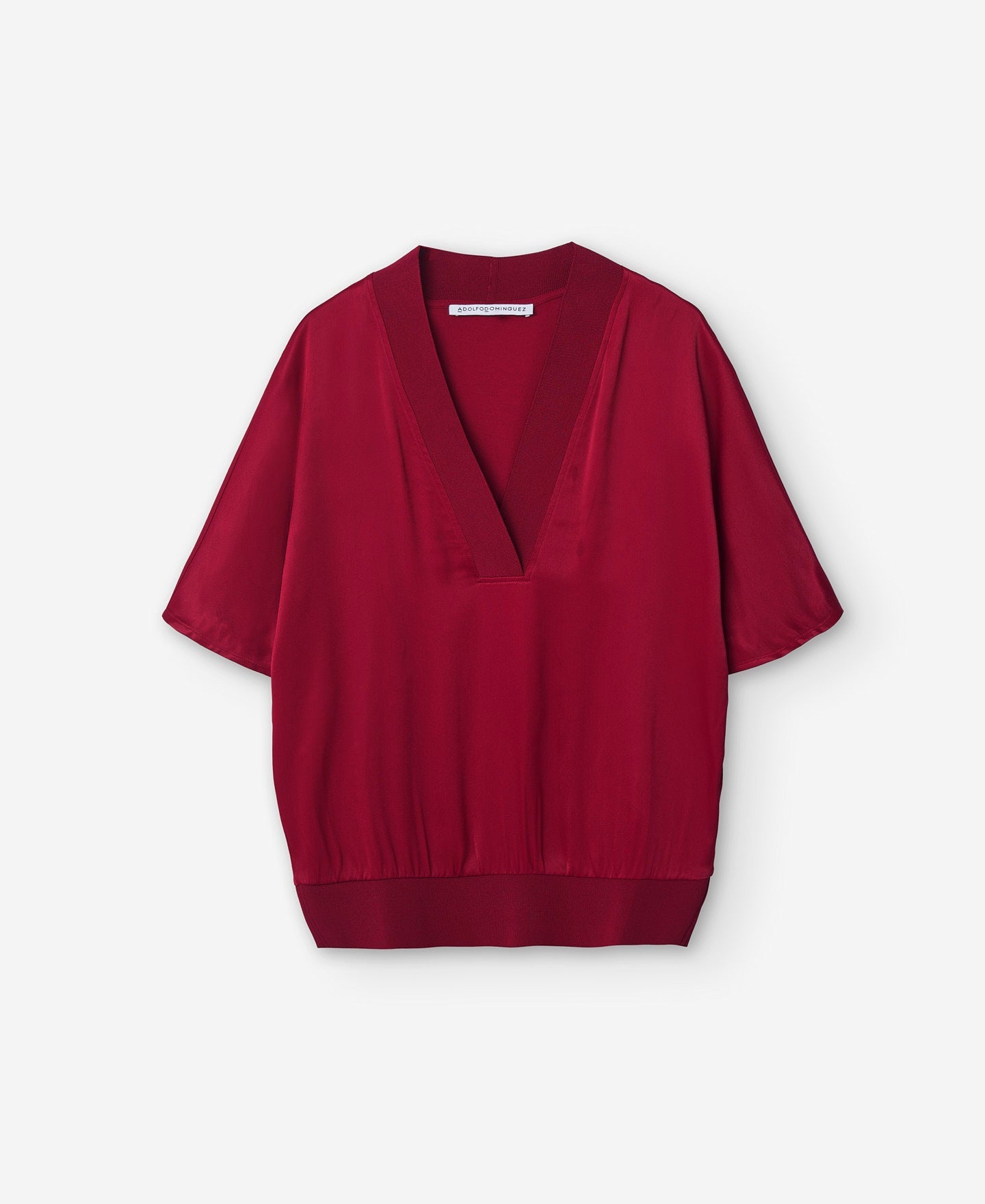 Maroon V-Neckline Viscose Blouse Woman