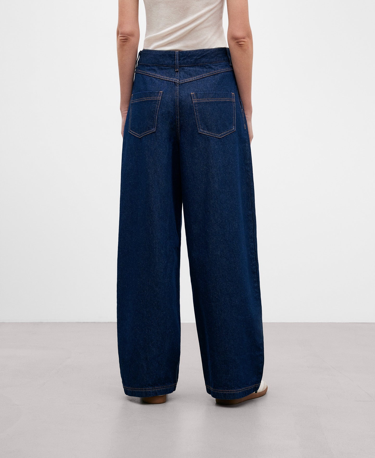 Wide Blue Denim Trousers For Women