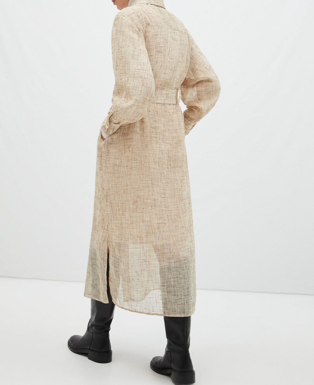 Sand Melange Heron Shirt Dress