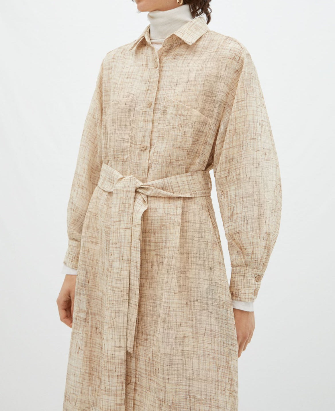 Sand Melange Heron Shirt Dress