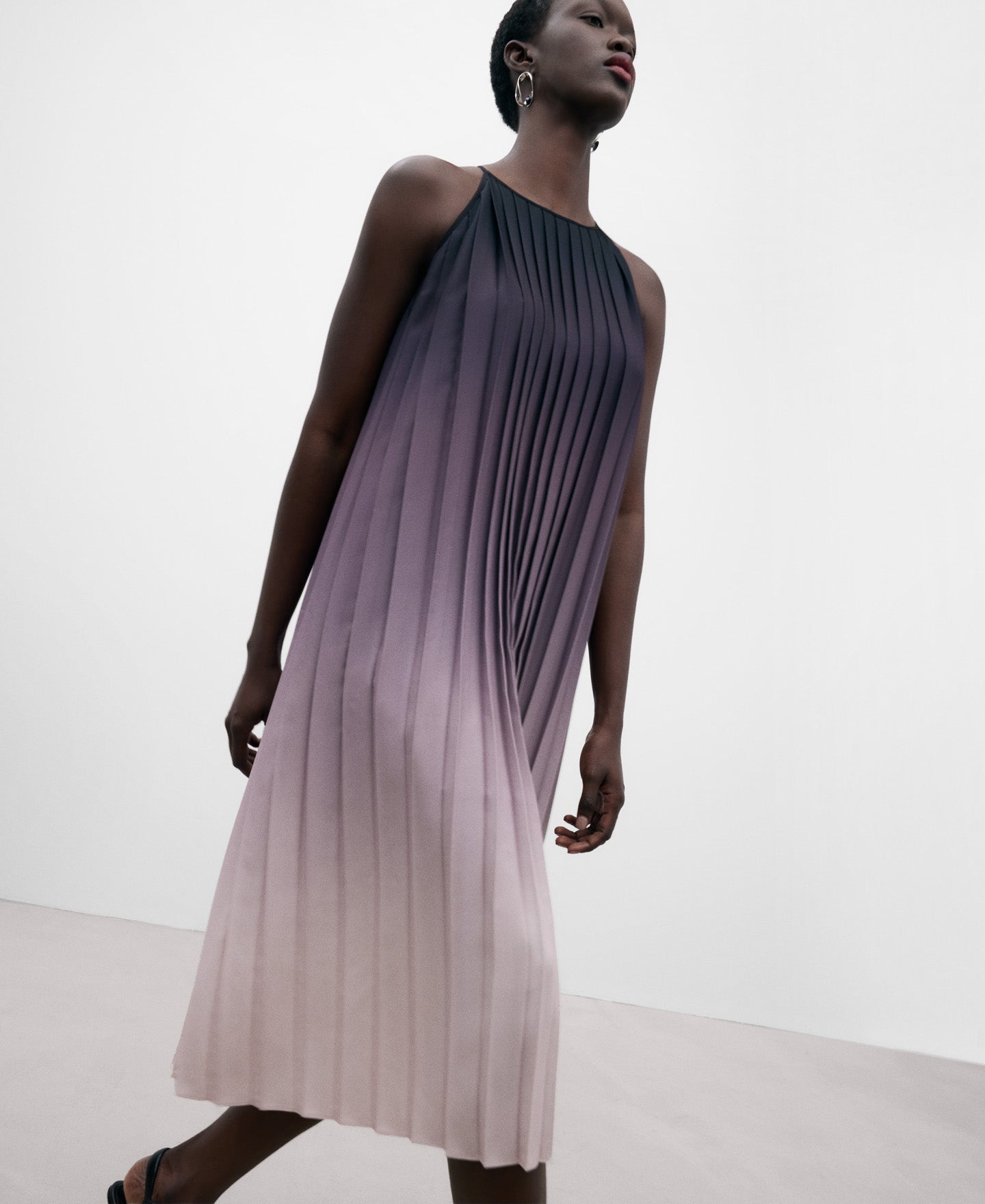 Recycled Polyester Pleated Dress