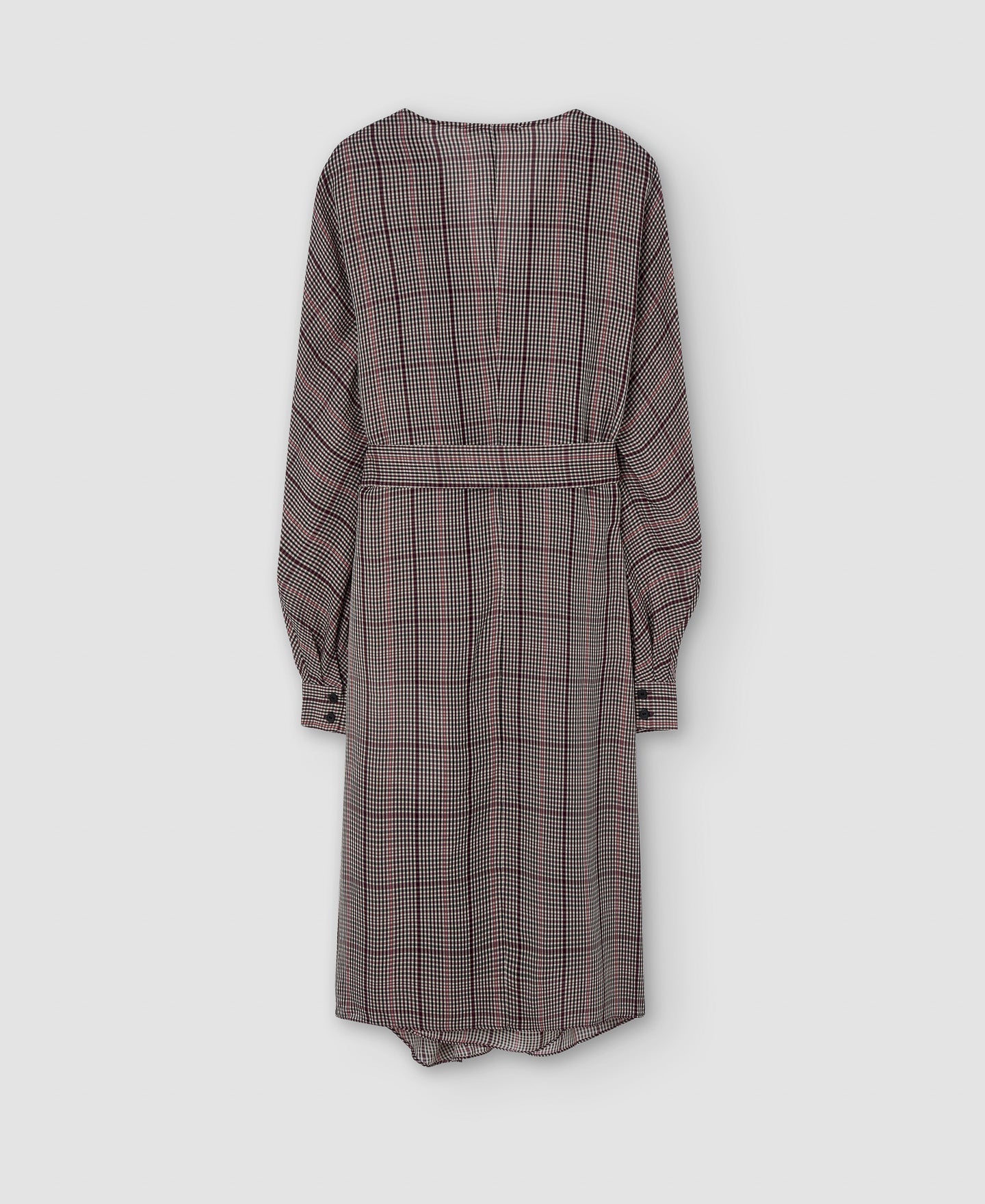 Brown Check Viscosa Wrap Dress