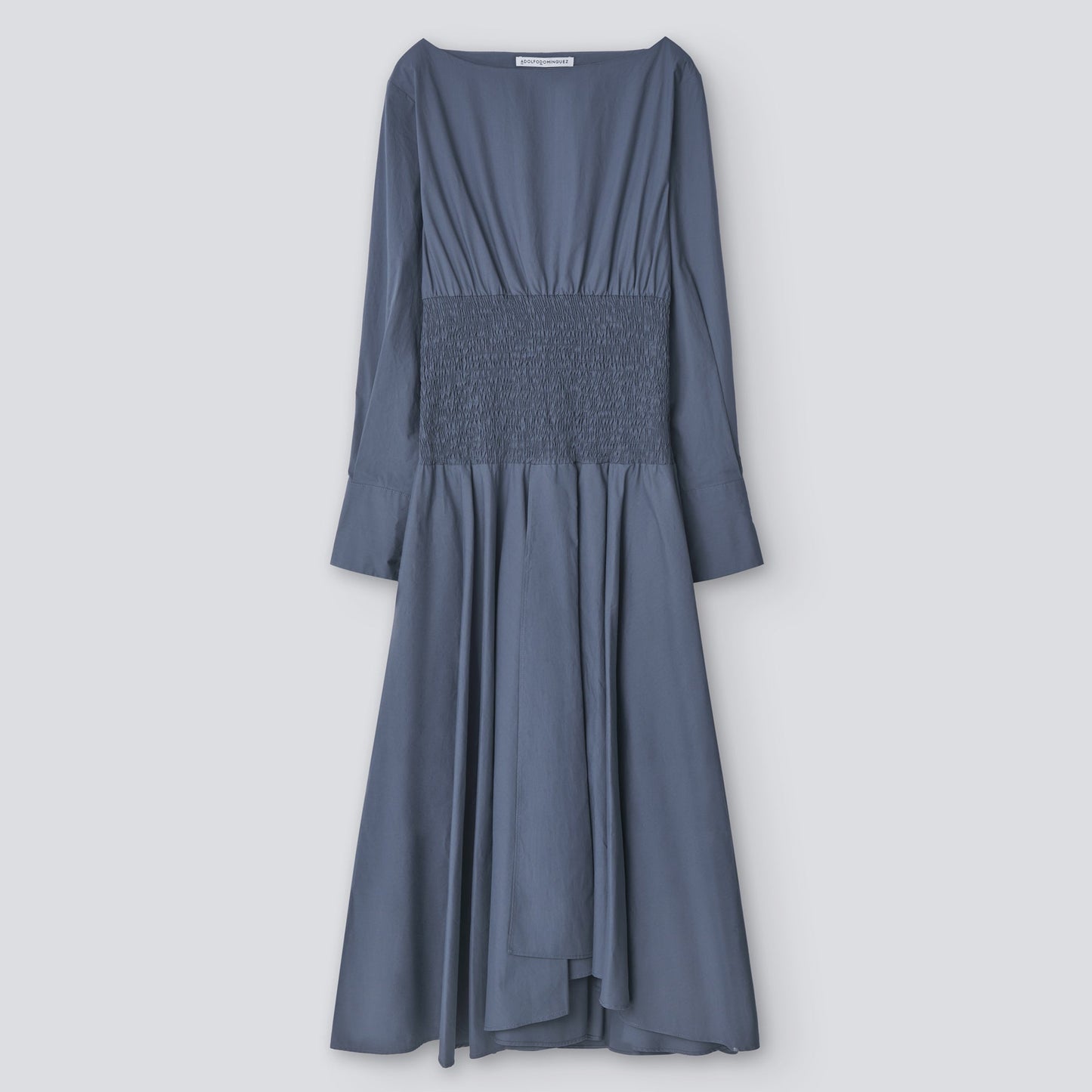 Grey/Blue Midi Elastic Waistband Dress