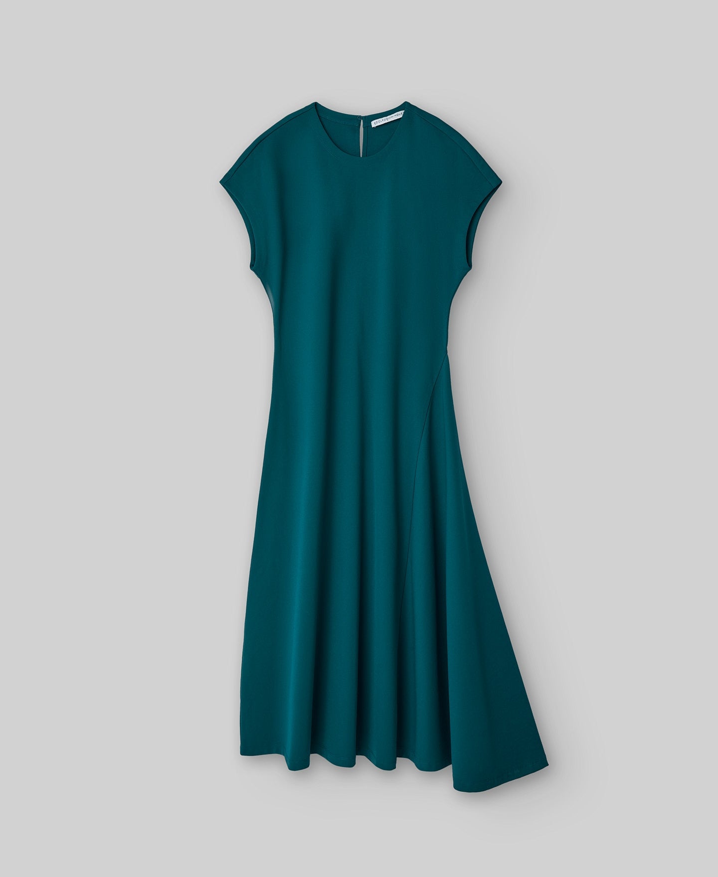 Lateral godet dress woman in verde turquesa