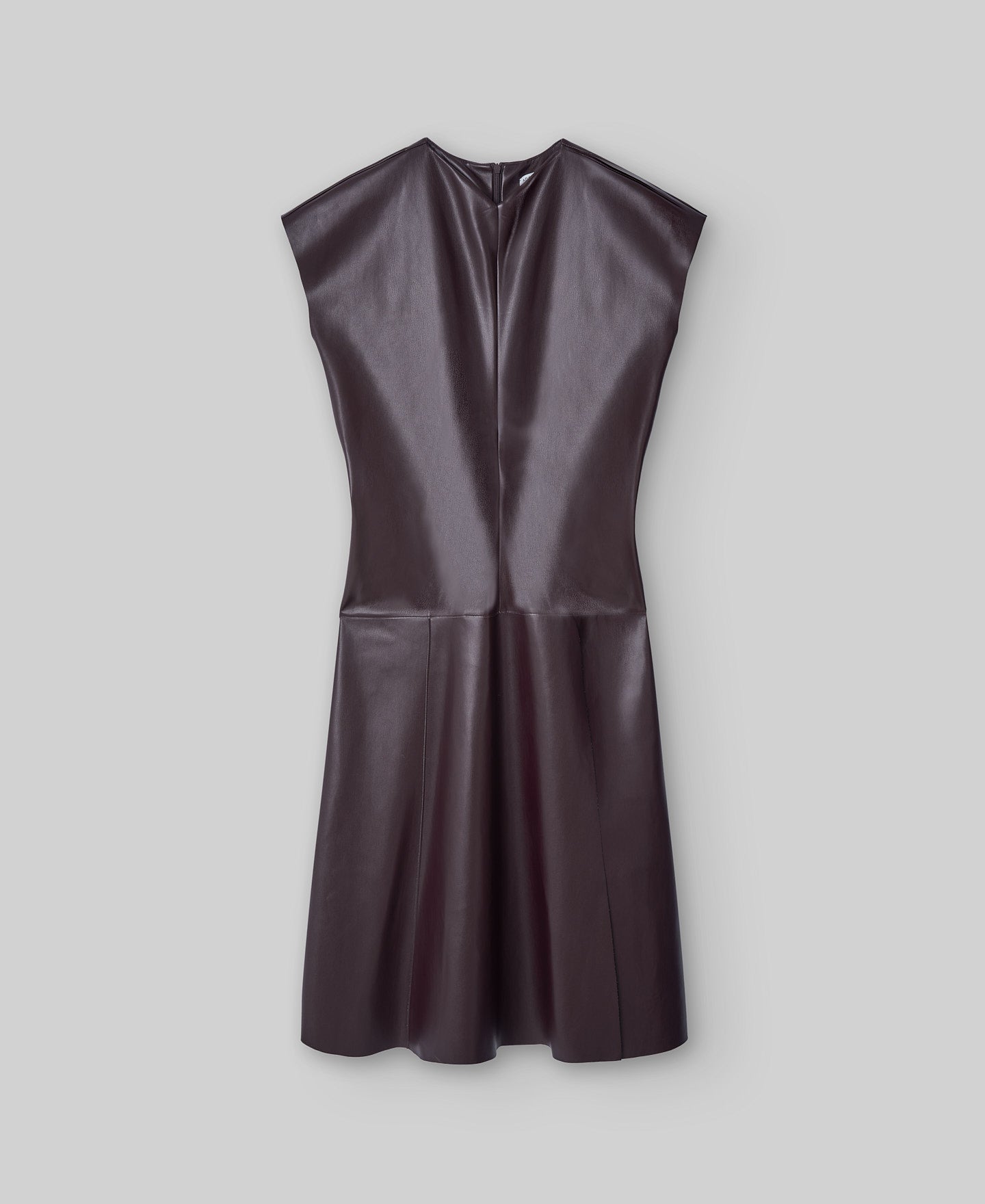 Leather-Non-Leather midi dress woman in chocolate