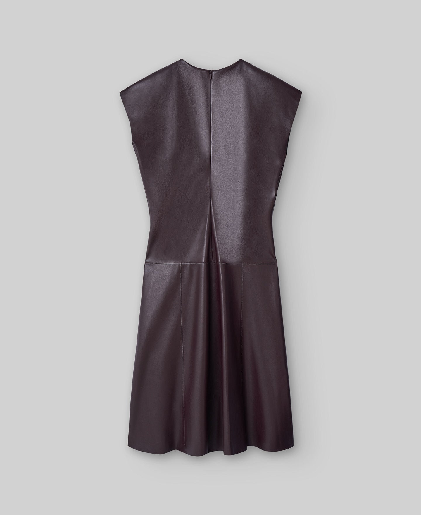 Leather-Non-Leather midi dress woman in chocolate