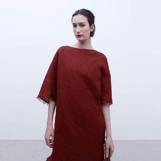 Maroon Linen Asymmetrical Tunic