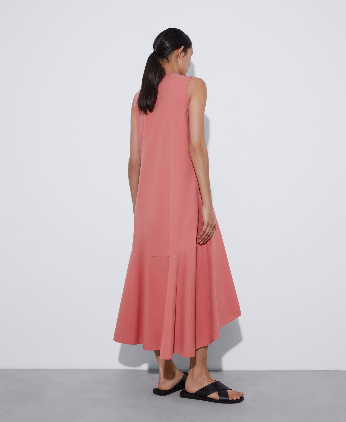 Salmon Responsible Cotton V-Neck Dress