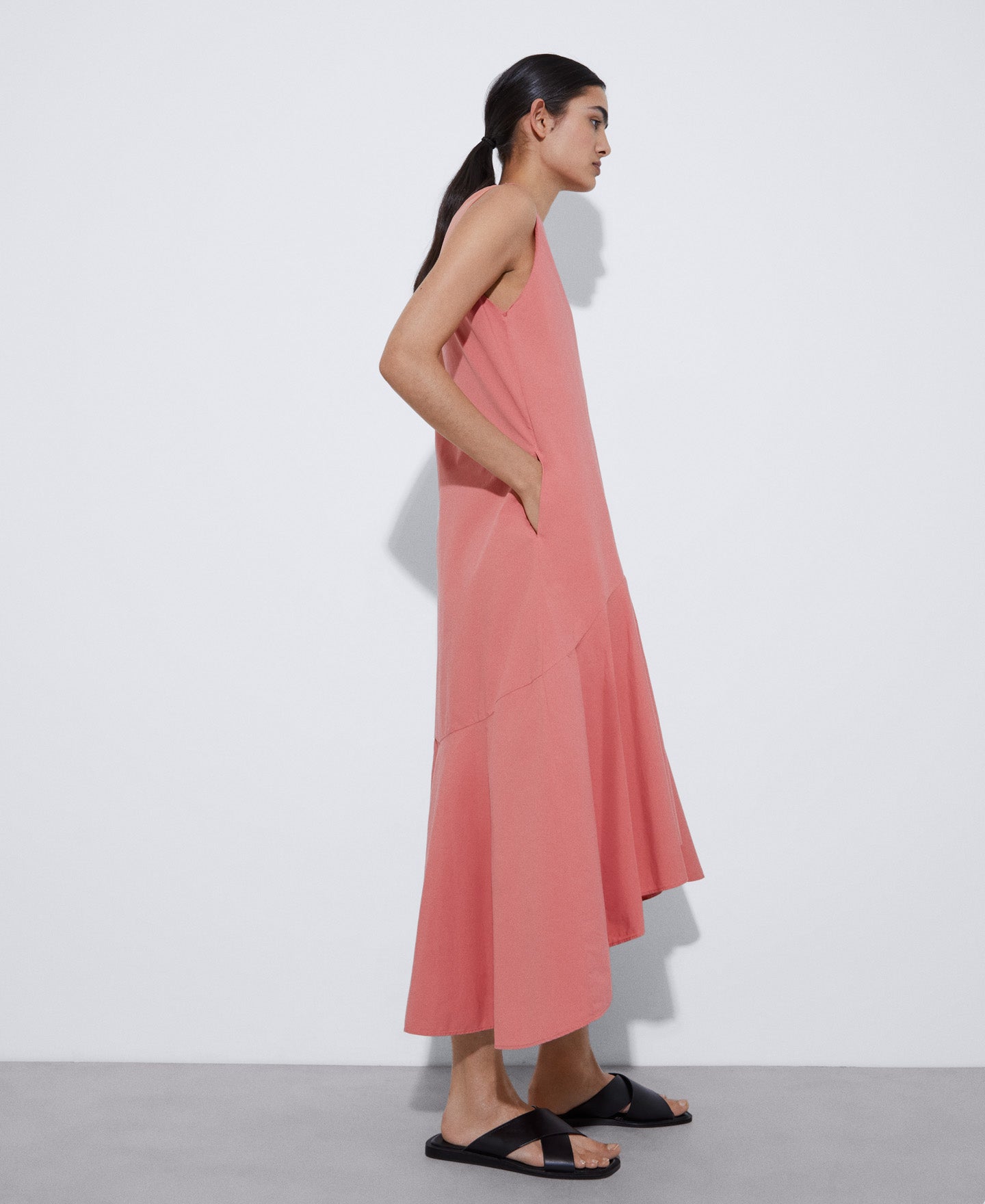 Salmon Responsible Cotton V-Neck Dress