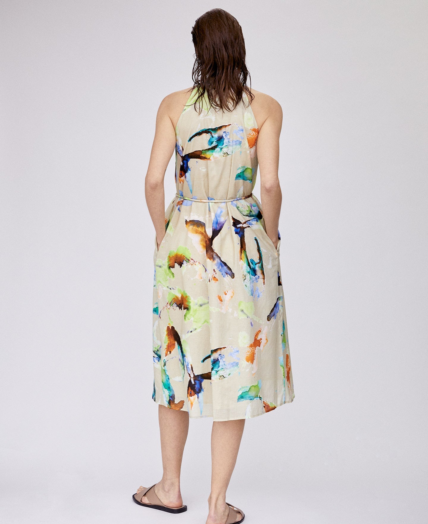 Multicolor Cotton Printed Midi Dress