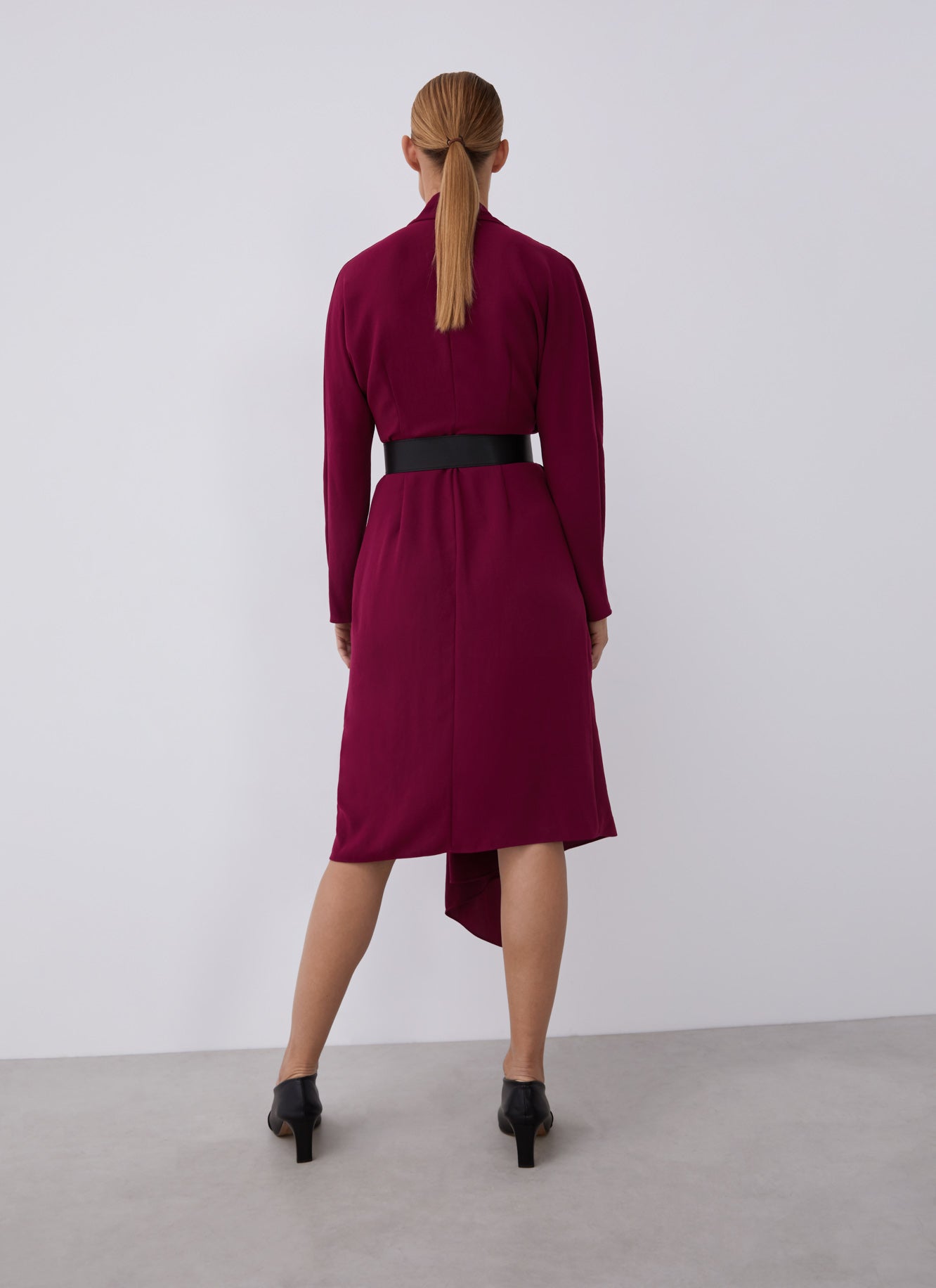 Maroon Wrap Dress With Recycled Material Belt