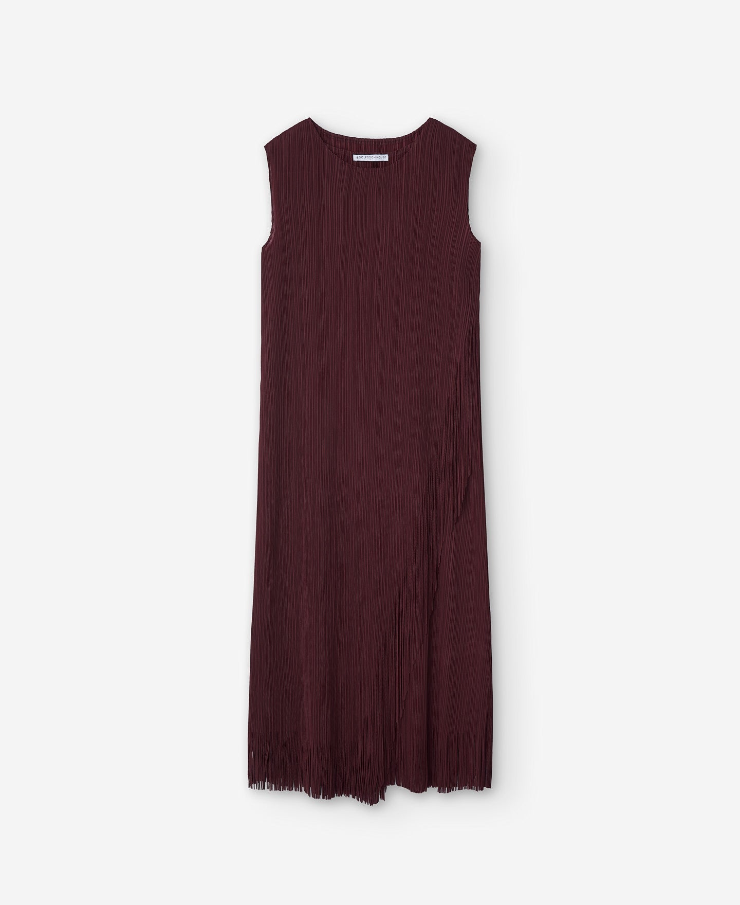 Dark Red Recycled Polyester Fringed Dress