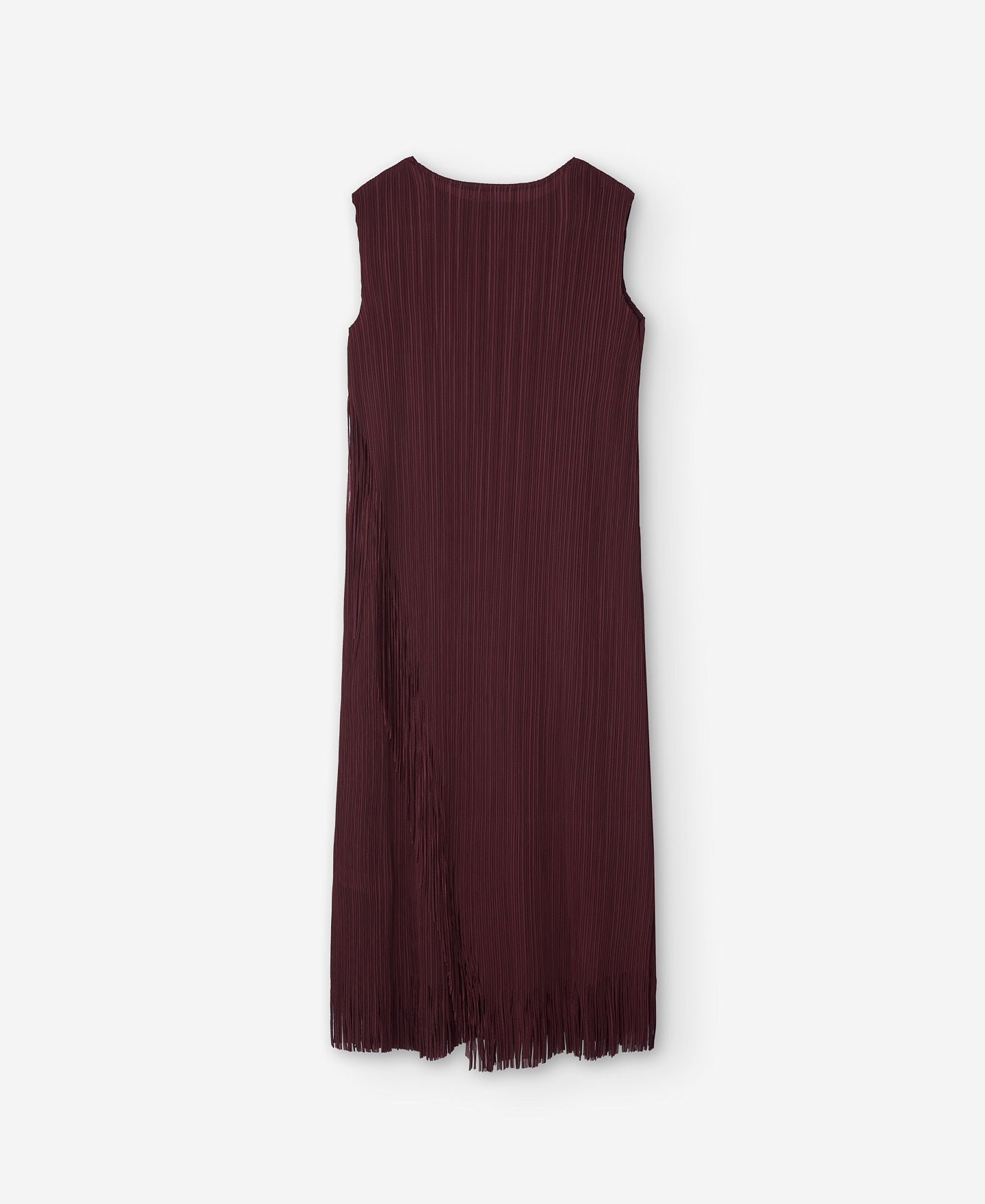 Dark Red Recycled Polyester Fringed Dress