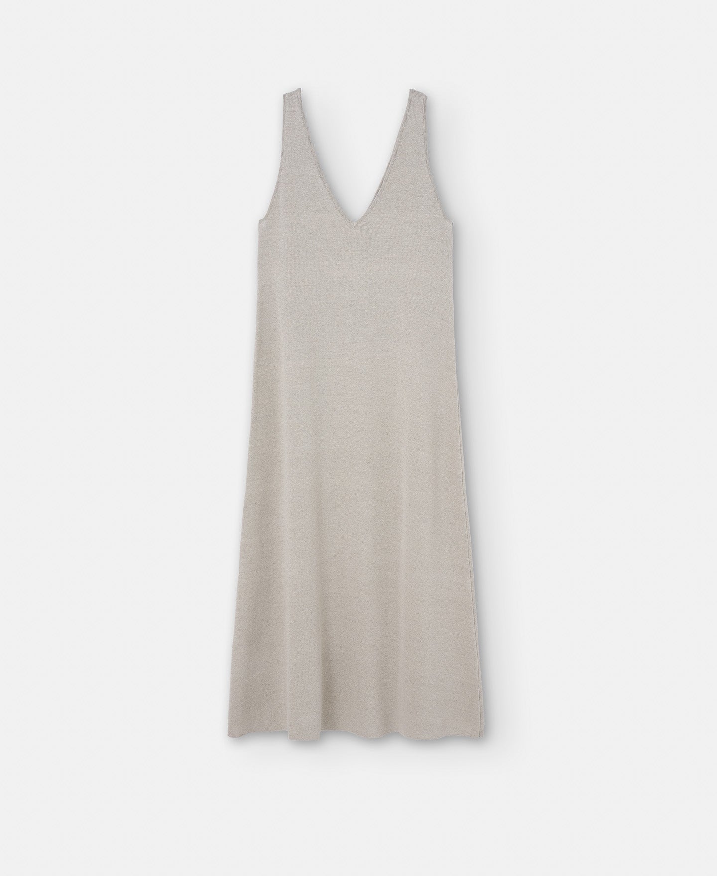 Stone/Ecru V-Neck Dress In Linen