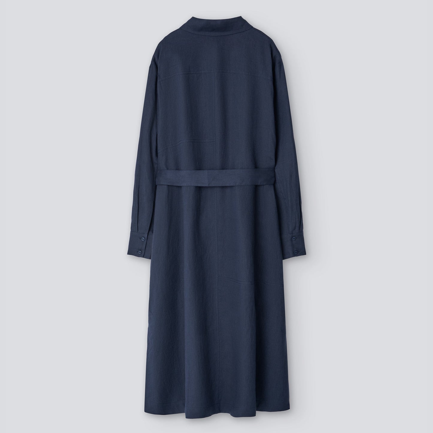 Dark Blue European Linen Shirt-Like Dress