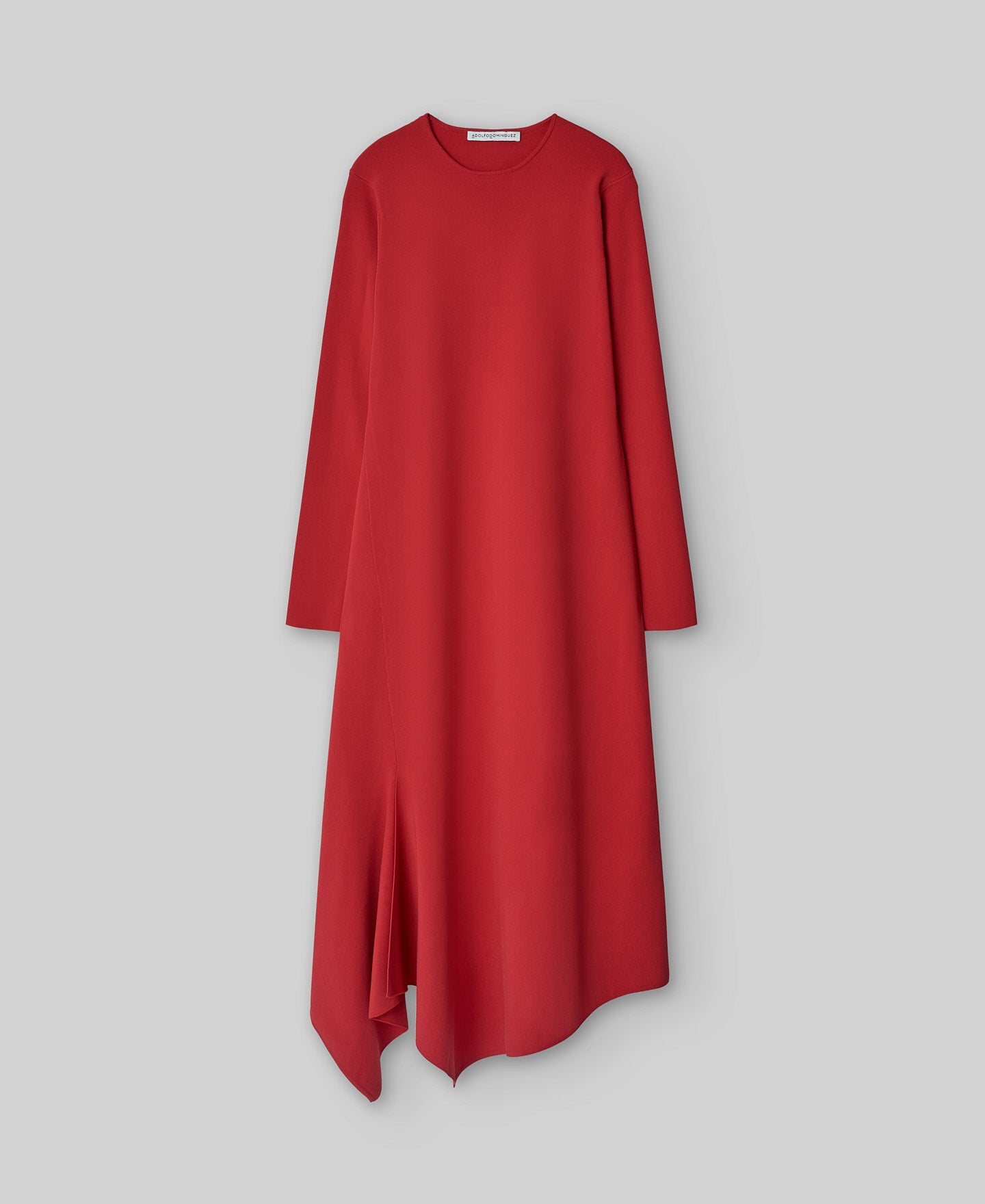 Knit asymmetrical dress woman in red