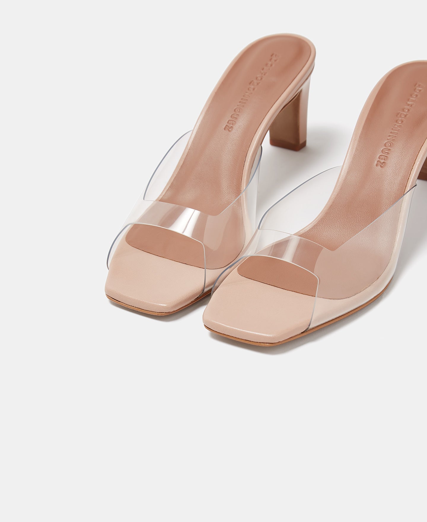 Nude Heeled Sandals With Squared Vamp