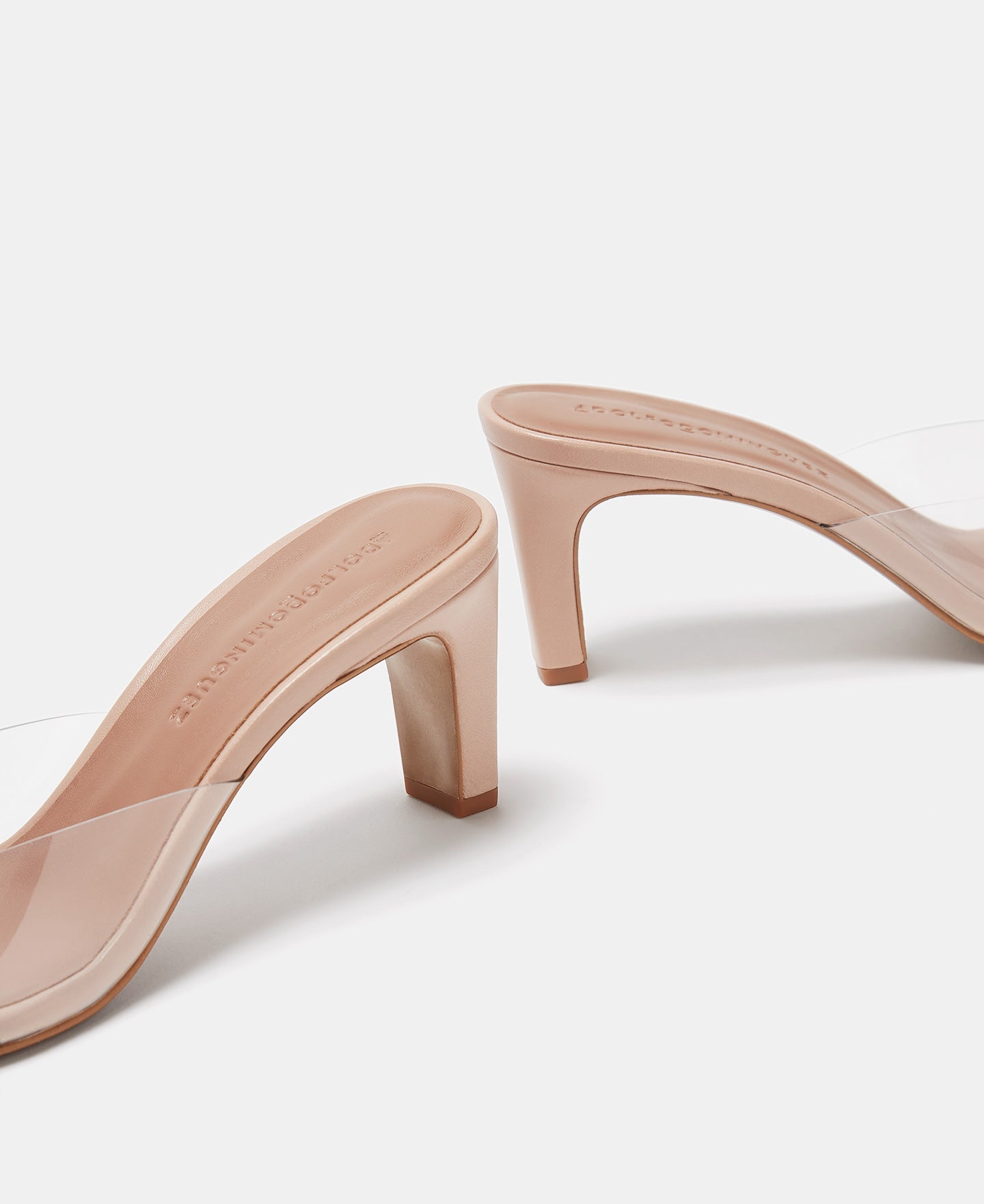 Nude Heeled Sandals With Squared Vamp