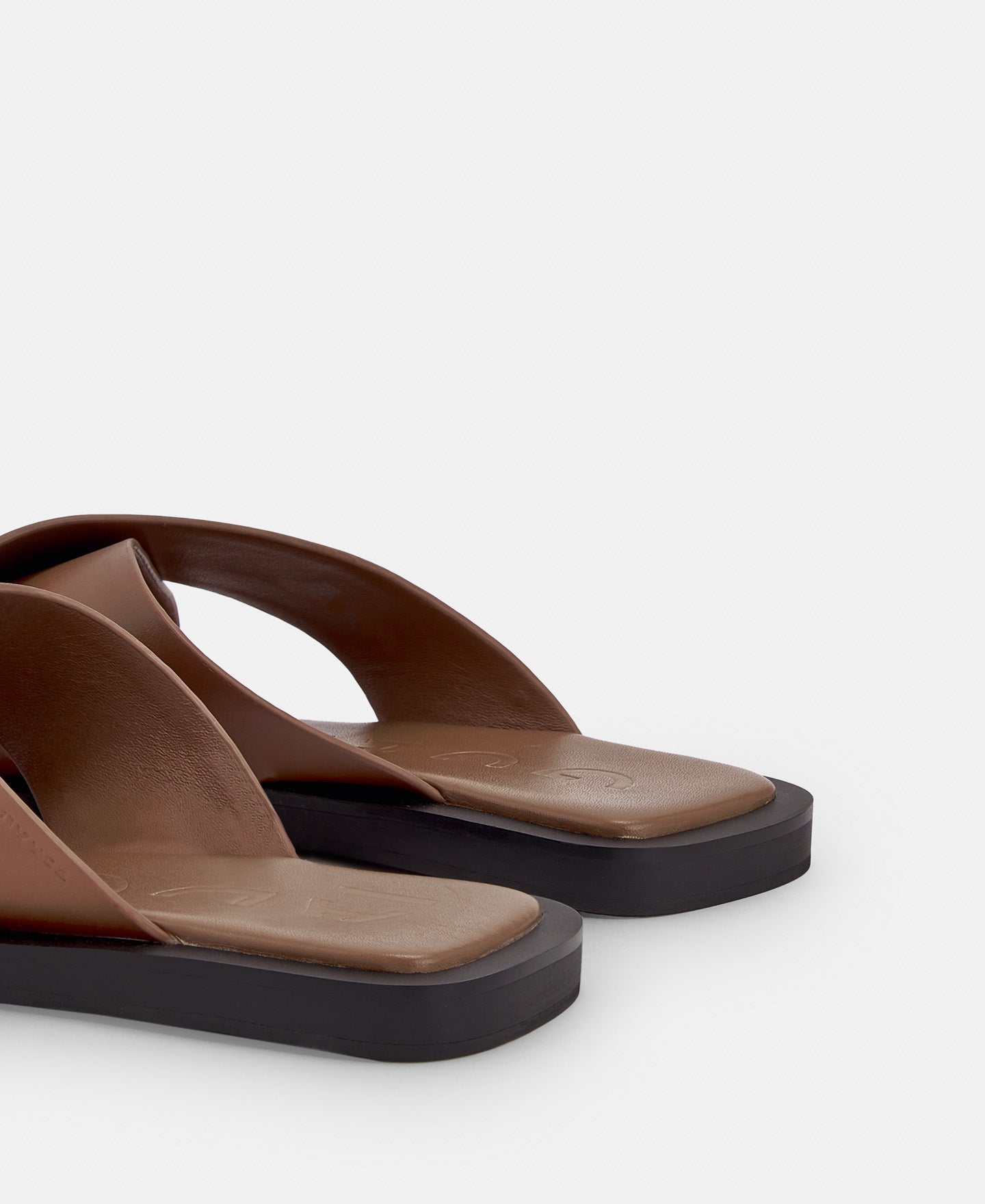 Buff Colour Leather Crossed Sandal