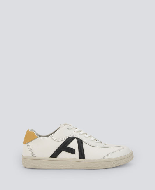 White Padded Leather Maxi Logo Trainer