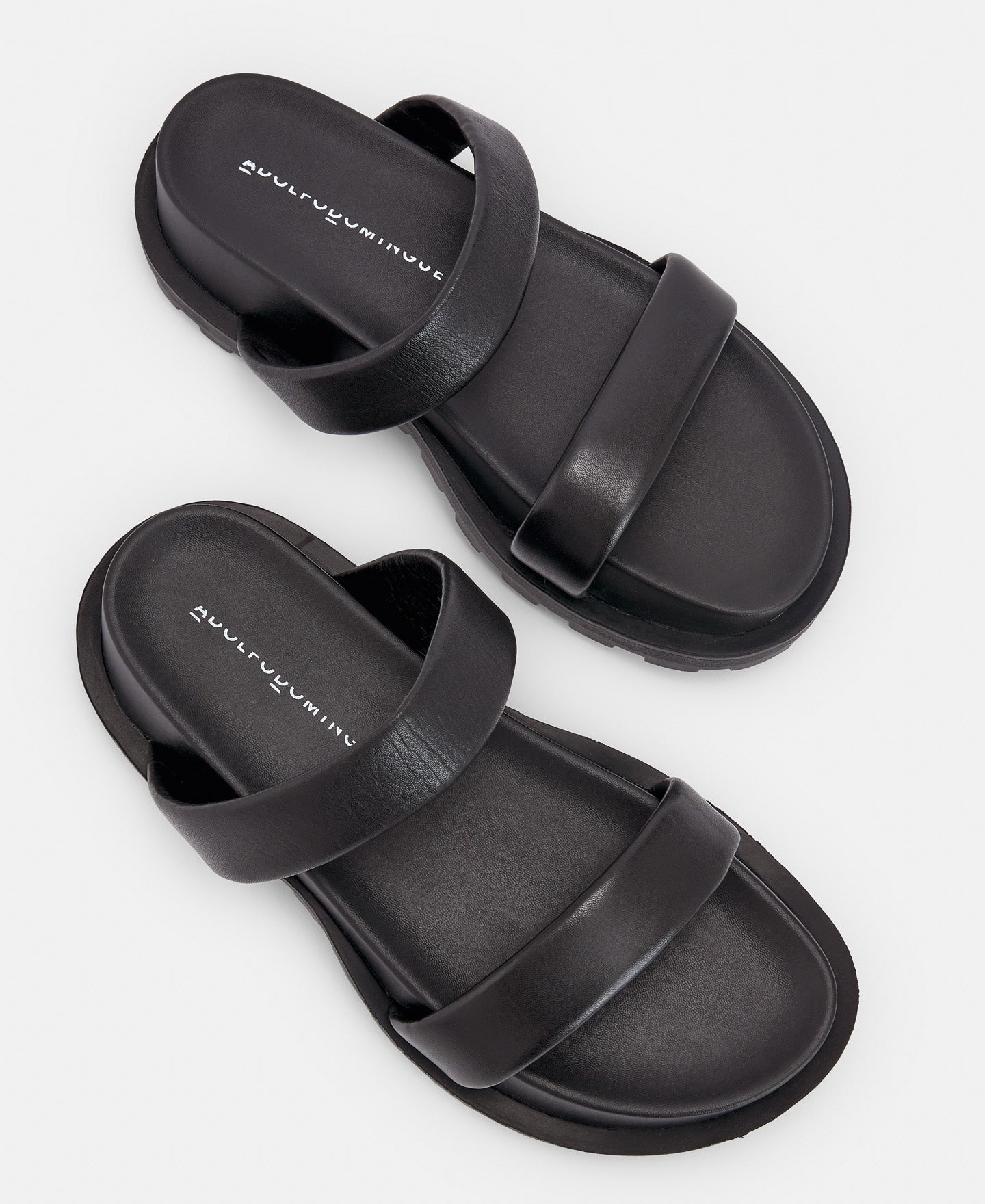 Black Open Sandal With Track Sole