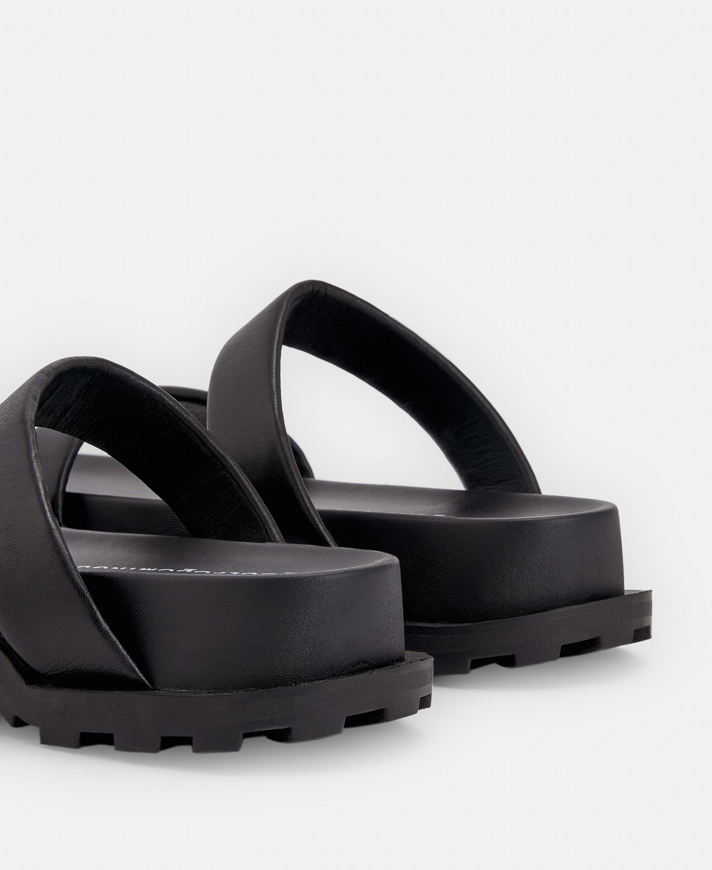 Black Open Sandal With Track Sole