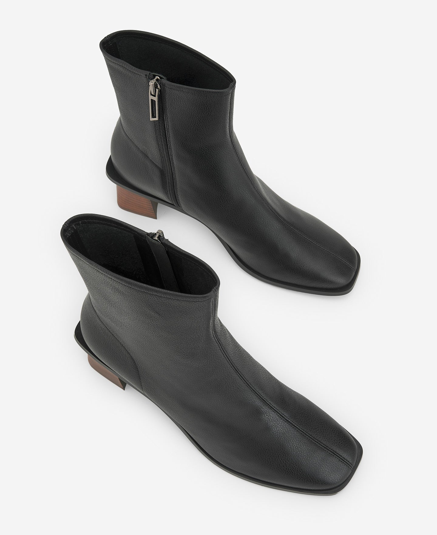 Mid-Heel Leather Ankle Boot