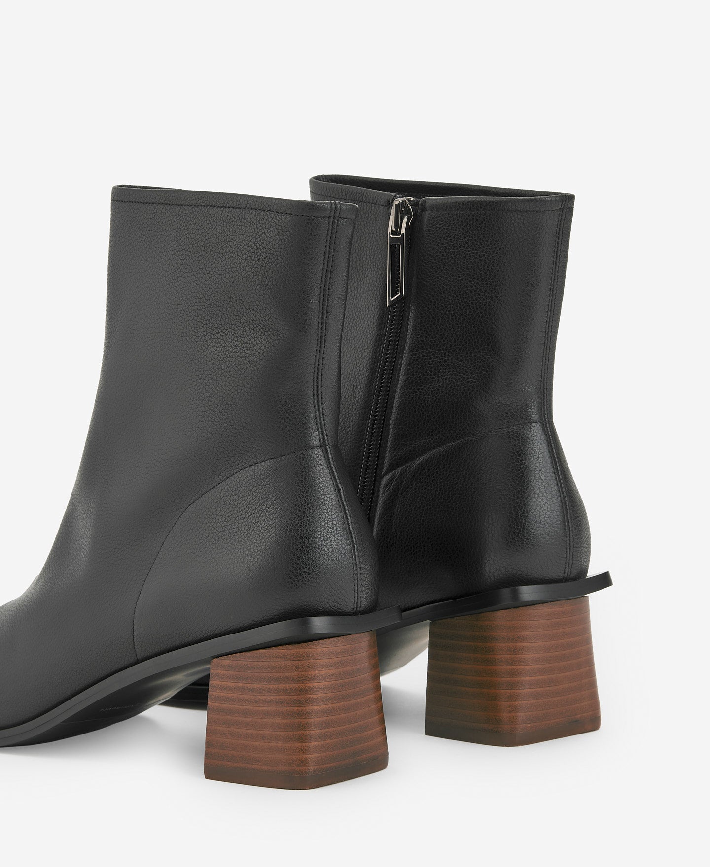 Mid-Heel Leather Ankle Boot