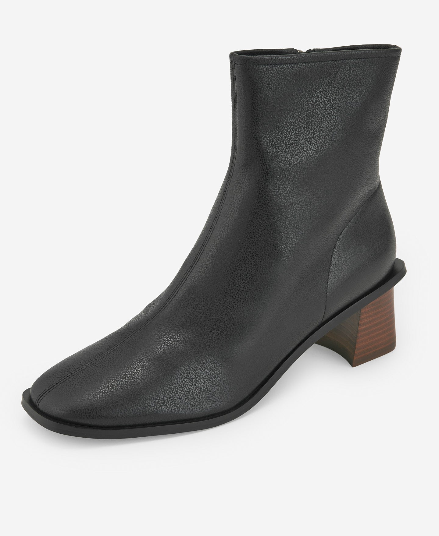 Mid-Heel Leather Ankle Boot