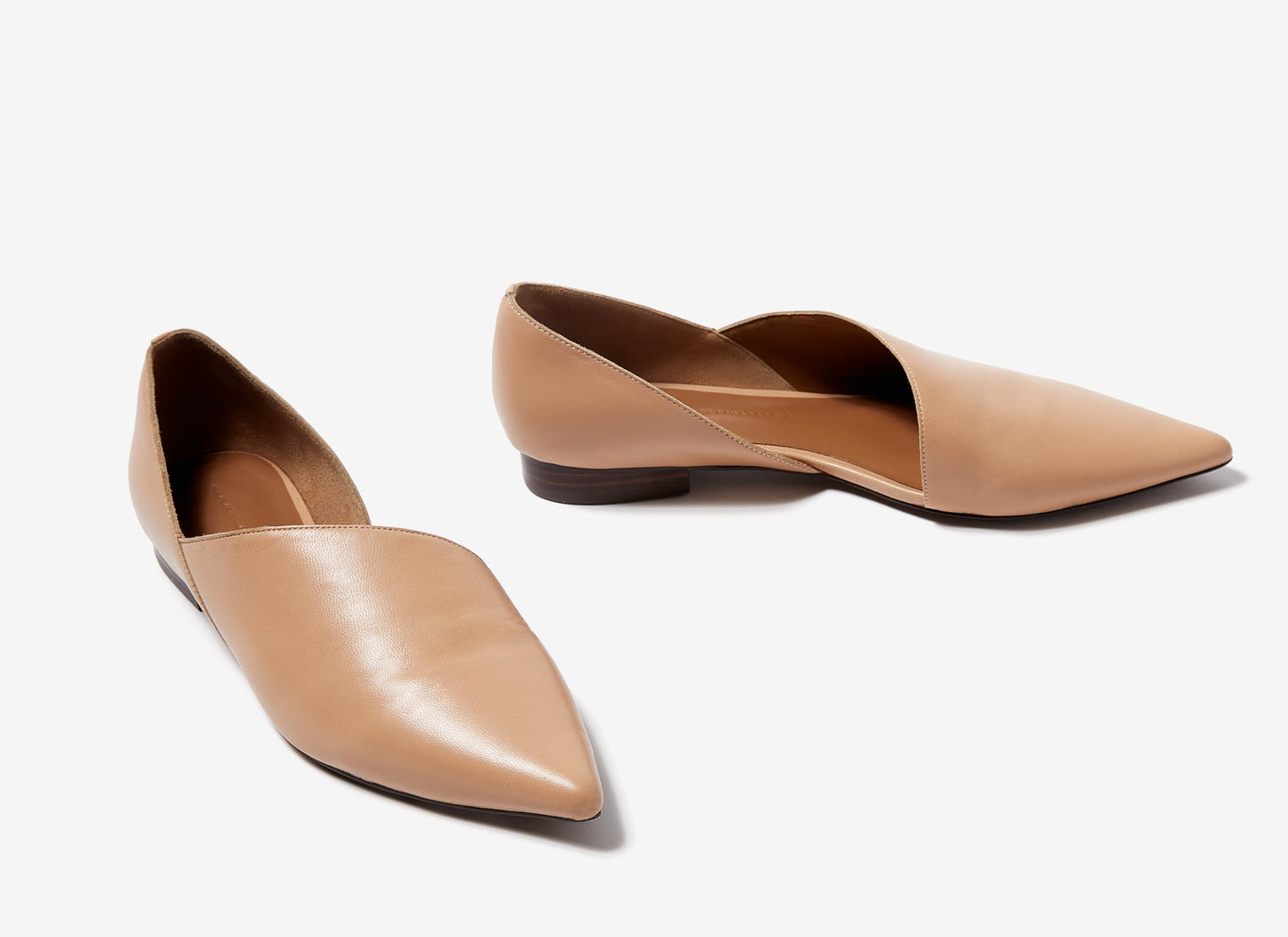 Camel Leather Slippers With Asymmetric Shape