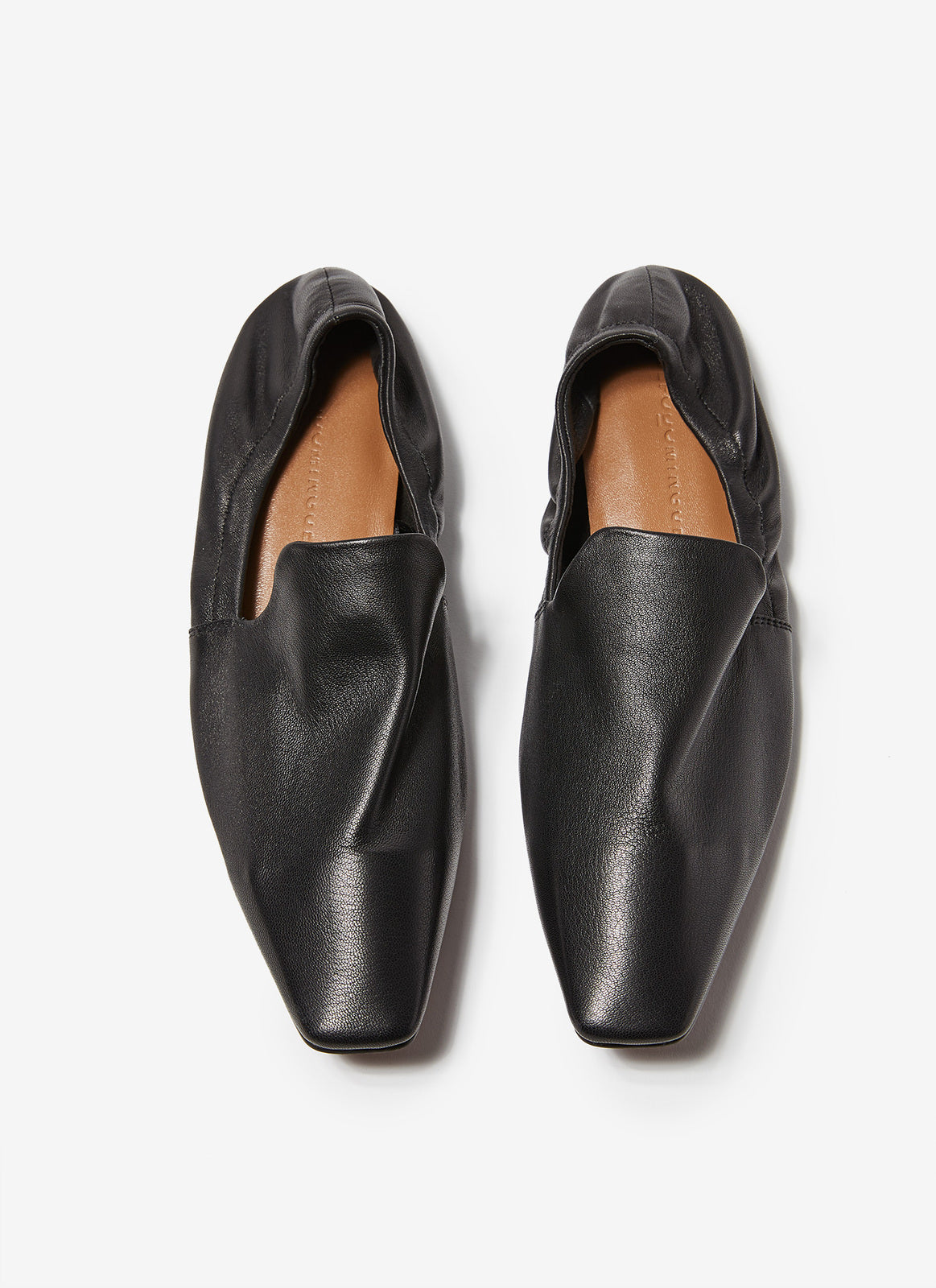 Black Leather Mules With Collapsible Heel