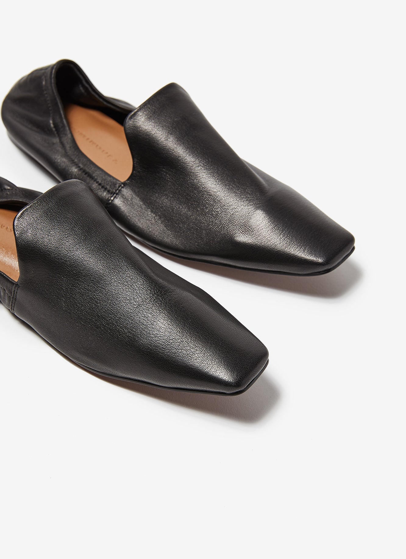 Black Leather Mules With Collapsible Heel