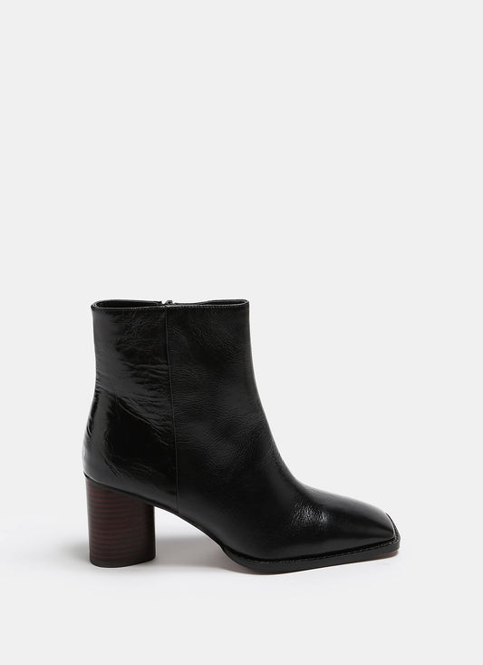 Black Bovine Leather Ankle Boots