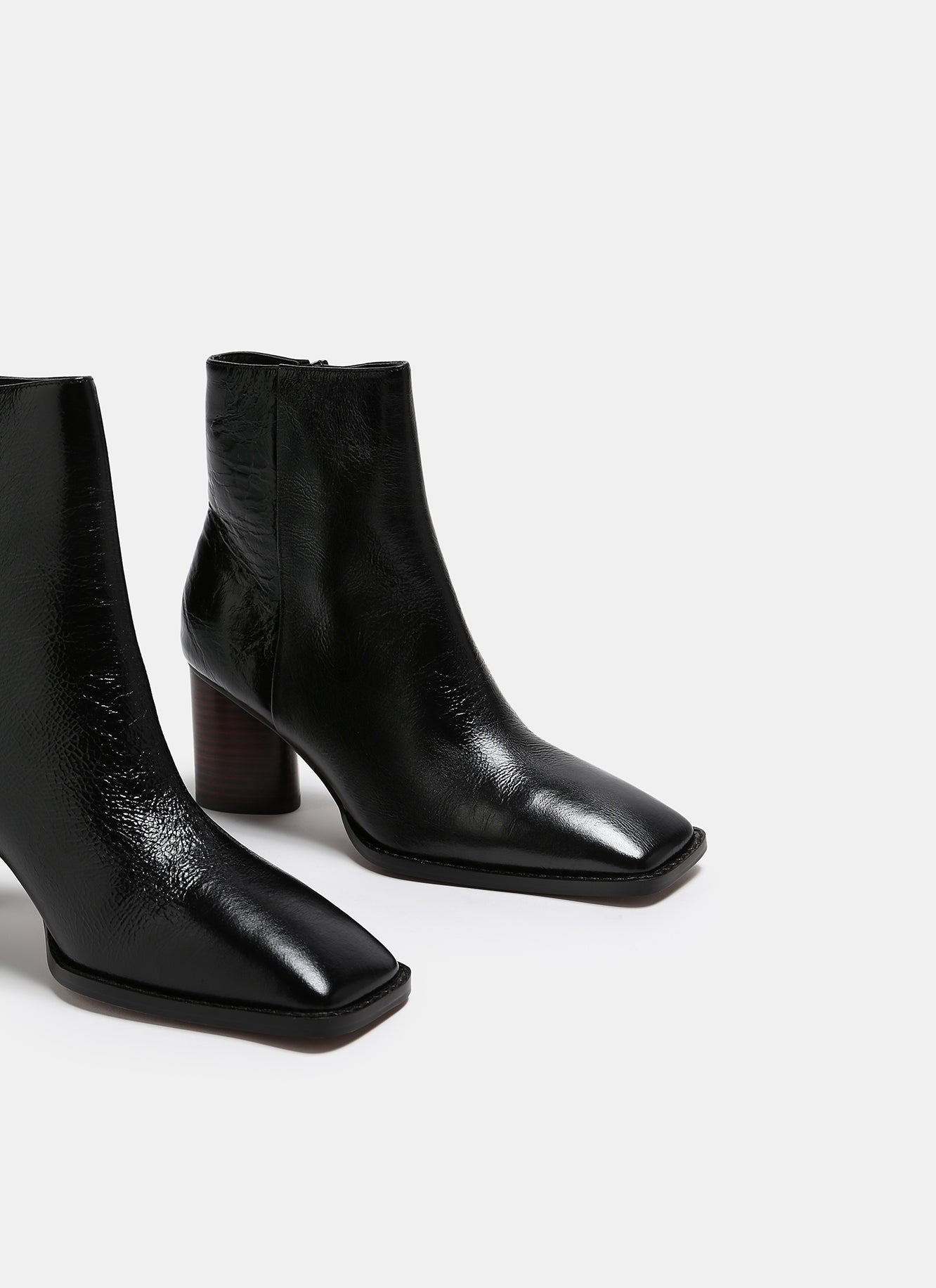 Black Bovine Leather Ankle Boots