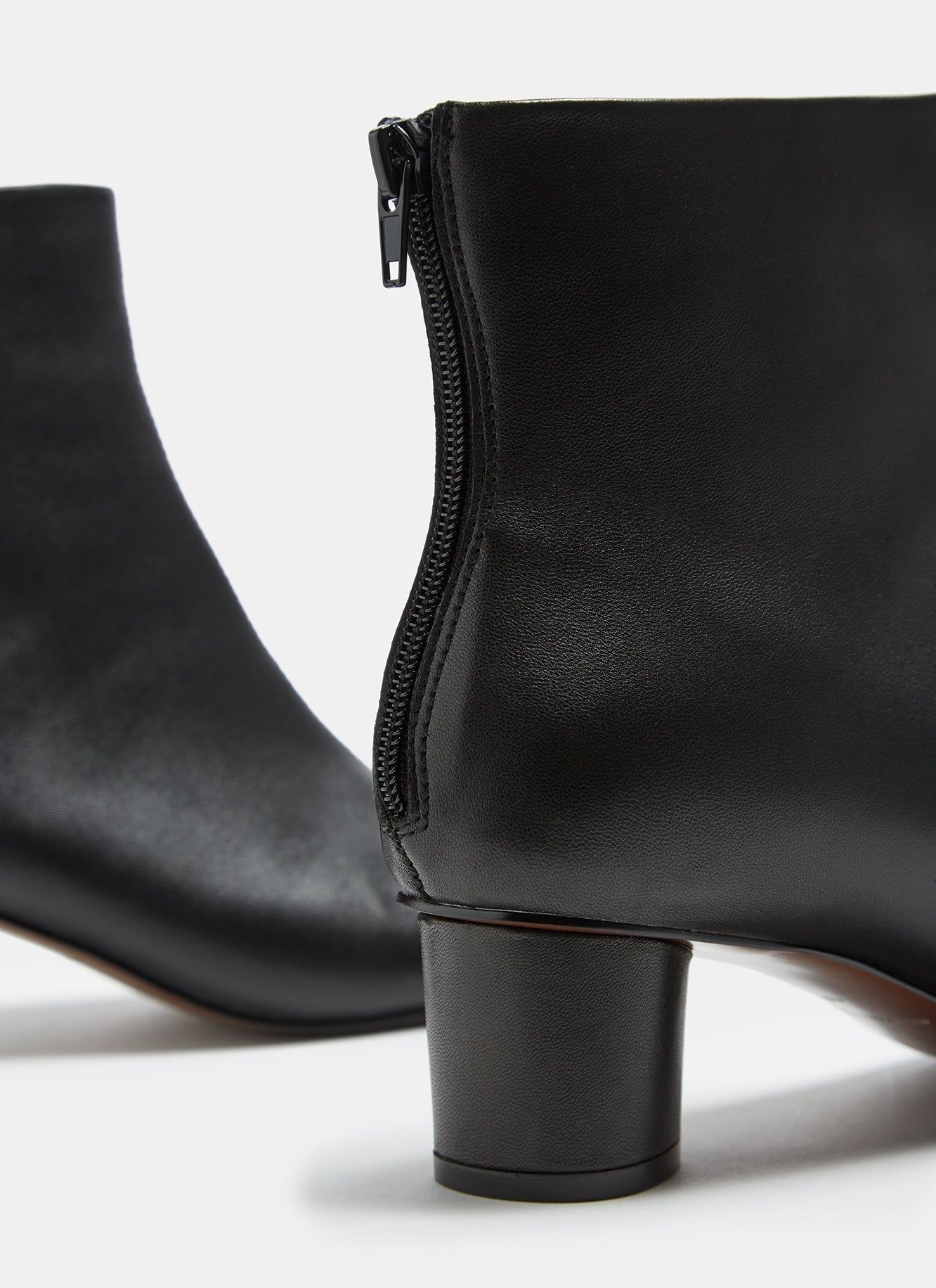 Black Soft Leather Ankle Boots With Cuban Heel